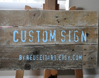 Custom Wood Sign 14" x 18" Distressed Rustic Pallet Art , Your choice of colors and words.