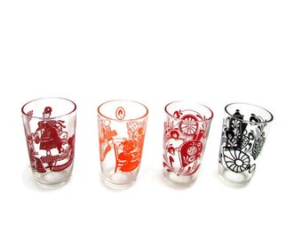 Four Swanky Swig Juice Glasses