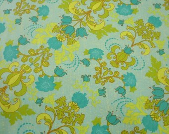 02004 - 1/2 yard of Studio E Gabrielle Diagonal Floral in Lime and Blue color