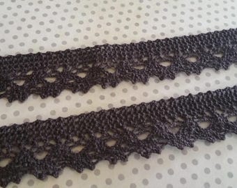 Brown Cluny Lace - Dark Brown Crochet Trim - 1" Wide