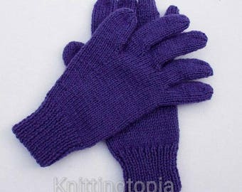 Hand knitted children's gloves in purple - winter gloves - full fingered gloves - classic gloves - winter accessories