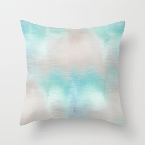 Abstract Throw Pillow Cover Mint Aqua Taupe Grey Purple/Blue