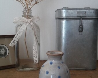 DOT, pottery vase, ceramic vase, flower vase, handmade vase, vintage vase, light blue, shabby chic, bohemian decor