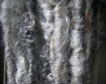 Handspun Undyed Gotland / Teeswater Wool Art Yarn in Natural Colors and Shades of Silver and Grey by KnoxFarmFiber for Knit Weave Felt