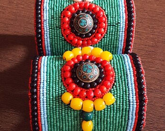bohemian beads gypsy handmade bracelet cuff