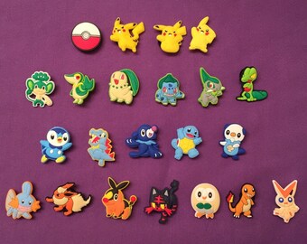 Pokemon / Pikachu Shoe Charms for Crocs, Silicone Bracelet Charms, Party Favors, Jibbitz / Pikachu PVC necklace
