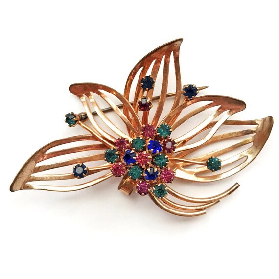Gem Cer Gold Flower Pin