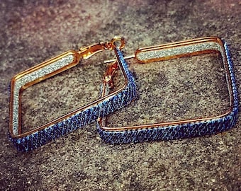 NEW Denim Earrings- Square denim hoop jean earrings