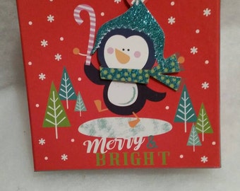 Penguin 3D Gift Box, Ornament Gift Box, Ornament Exchange Gift Box, FREE Shipping WITH Ornament Purchase. Available in two sizes