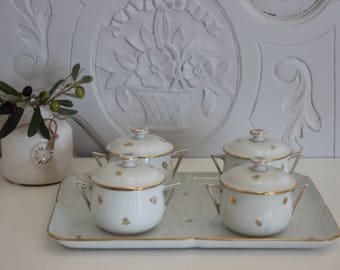 Cream pots service.Cream jars.Porcelaine Paris.