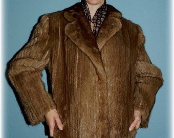 1980’s Vintage Tan Corduroy Mink Plus Size Fur Jacket
