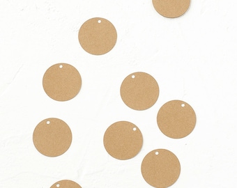 24 Kraft Paper Circle Tags-Gift Enclosure-Wrapping Idea-Scrapbooking-Decoration-Envelope-Rubber Stamp-Wedding-Vintage-Gift
