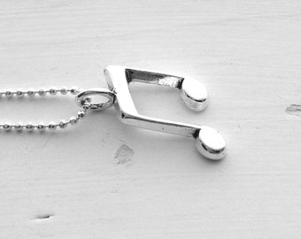 Music Note Necklace, Sterling Silver Jewelry, Eighth Note Necklace, Music Jewelry, Charm Necklace, Music Note Pendant, Eighth Note Charm
