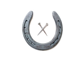 Engraved Horseshoe . Horse Shoe Decor . 1st home . horse decor . new home housewarming gift . newly wed gifts . est 2018 . est sign
