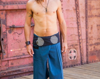 Men's Harem Pants, Blue Pants, Sacred Geometry, Festival Pants, Hippie Pants For Men’s, Men’s Yoga Pants, Flower of Life Pants, Boho Pants