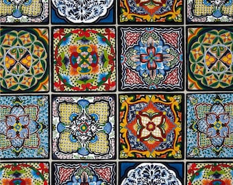 Cotton Fabric Quilting Mexican Tiles Fabric *