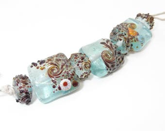 Ocean Beach Lover Handmade Glass Lampwork Aqua Beads - Prima Donna Beads