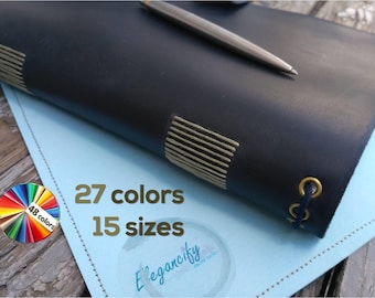 Travelers notebook a5 cover leather planner agenda elastic binder folder tomoe river notebook Fauxdori wide CHOICE of 15 SIZES & 27 COLORS