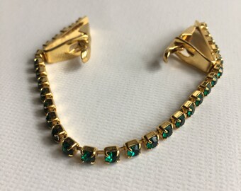 Vintage Green Rhinestone Sweater Clip