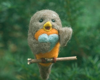 Needle Felted Robin Ornament - Singing with Heart