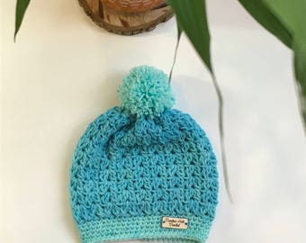 Pompom crochet hat newborn infant size