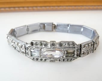 Vintage Art Deco Paste Rhinestone Bracelet Links by The Nov-E-Line from TreasuresOfGrace