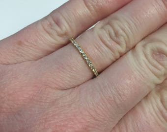 Pave Diamond Wedding Ring, 14kt Yellow Gold, Finger size 6.5