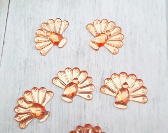 6 appliques to stick shape orange Peacock acrylic