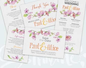 INSTANT DOWNLOAD: 8 PSD Wedding Shower Invitation Templates - Easy editing - 3 type of Fonts