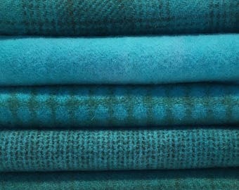 TURQUOISE TEXTURES hand dyed and felted wool for rug hooking and other fiber arts projects