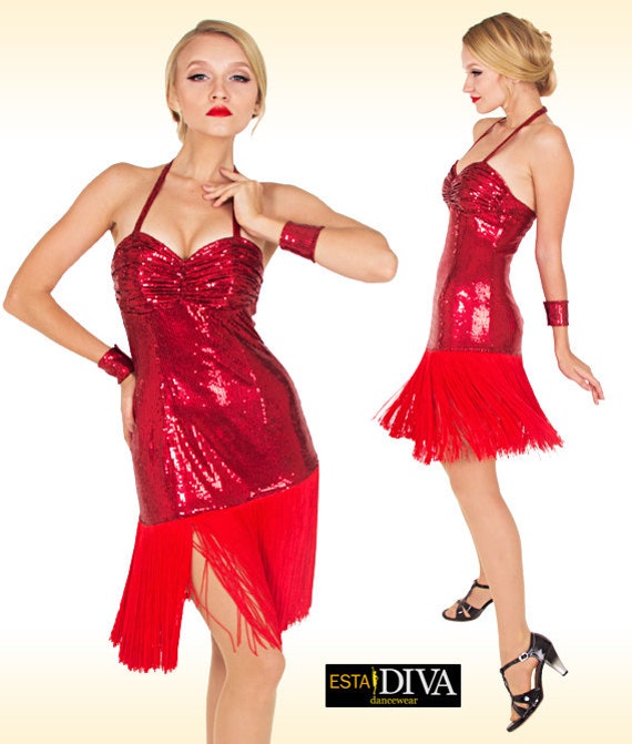 Tango Dress Rojo Tango Fringe dress Latin fringe dress