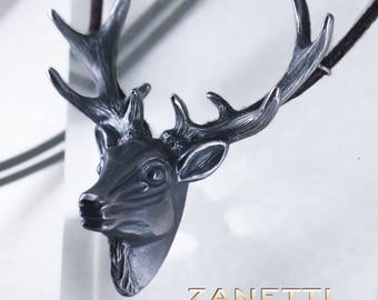 Deer Leopold of extravagant pendant animal jewelry necklace