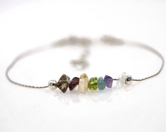 Chakra Bracelet Dainty Bracelet Ankle Bracelet Raw Crystal Bracelet Dainty Anklet Minimalist Jewelry Chakra Balancing Raw Chakra Crystals