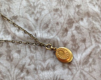 Vintage Brass Locket with Antiqued Brass Chain