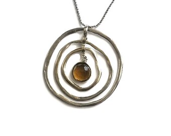 Long silver necklace, sterling silver, statement necklace, chunky necklace, Large silver necklace , handmade necklace, circles necklace