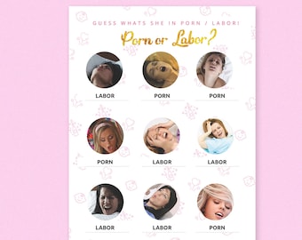 Birth or porn game, Porn or labor game, Funny baby shower games, Labour or Lovin Baby Shower Game, Labor or porn baby shower game, Pink