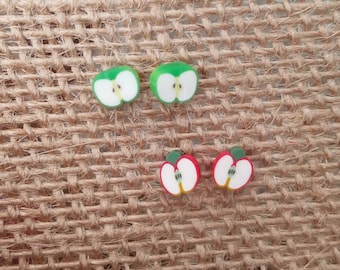 Apple Stud Earrings,Green Apple Earrings,Fruit Earrings,Fruit Studs,Red Apple Earrings,Green Apple Studs,Red Apple Studs,Teacher Gift