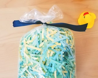 Eco-Shred Easter Basket Filler recycled Paper in pastel green, yellow & blue // Creative and EcoFriendly Packaging Supplies