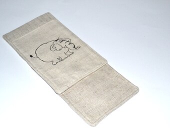 MINI Needle Case. size: 4" x 9,2". Needles, Crochets and Hooks Case, Organizer Holder. Elephant