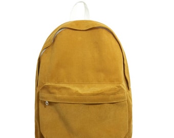 Basic Style Corduroy Backpack (Mustard)