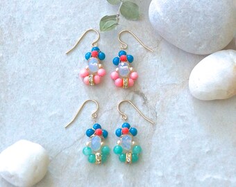 Pastel color cluster earrings
