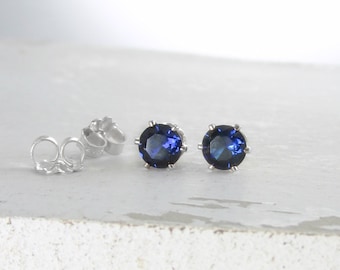 Silver Stud Earrings Sapphire Earrings September Birthstone Jewelry Birthstone Stud Earrings Sapphire Stud Earrings Blue Sapphire Earrings