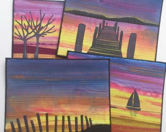 Sunset Skies Landscape Quilt Pattern with optional background fabric.