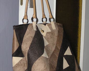 Beige and Brown patchwork handbag