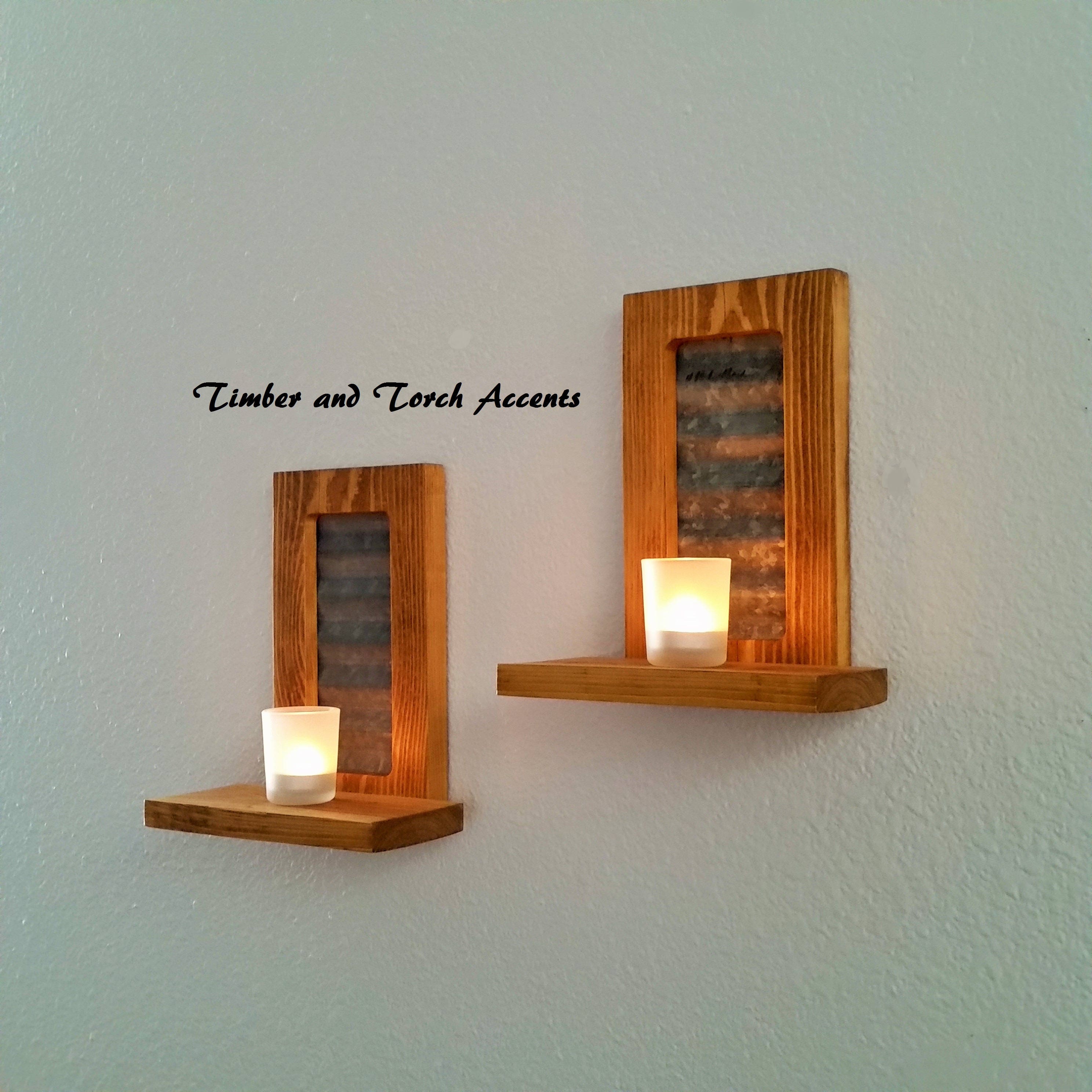 Wooden wall sconce Wood candle holder Primitive country on Small Wooden Wall Sconces id=84666