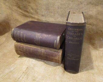 Cyclopedia of the Diseases of Children, 1890s, 3 Volumes of Antique Medical Books