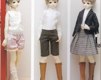 1/4 MSD BJD 40cm Doll Basic Dress, Pants, Shirt, Skirt, Jacket, Bloomers, Vest Tulle, Socks & Tote Bag lot pdf E PATTERN Titles in English