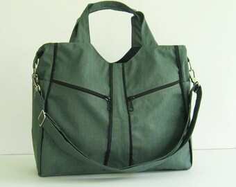 Sale - Water-Resistant Bag in Grey, diaper, messenger, crossbody, satchel, handbag, tote, gym bag, practical - LittleAlison