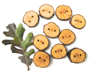 Natural Wood Buttons, Oak Buttons, Tree Slice Buttons, Wooden Buttons - Quantity 10