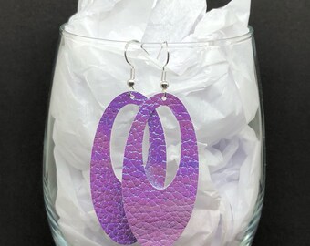 Oval Faux Leather Earrings